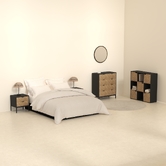 Commode 4 tiroirs, effet pin naturel et noir Chevrons