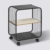 Etagère 2 niveaux, métal et bois, noir 