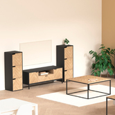 Table basse, effet bois et noir Chevrons