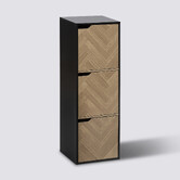 Etagère 3 cases, effet bois et noir Chevrons