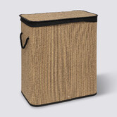 Panier à linge 100l, bambou et noir 