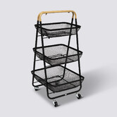 Desserte à roulettes 3 niveaux, noir Mayaj