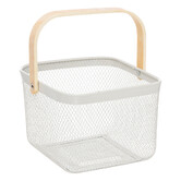 Corbeille carrée, métal, beige et blanc Mayaj