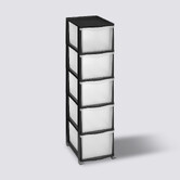 Tour de rangement 5 tiroirs avec roues, noir Towy