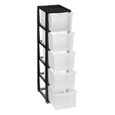 Tour de rangement 5 tiroirs avec roues, noir Towy