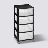 Tour de rangement 4 tiroirs avec roues, noir 