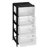 Tour de rangement 4 tiroirs avec roues, noir 