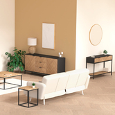 Buffet 2 portes 3 tiroirs, effet pin naturel Chevrons