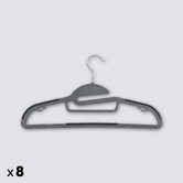 Lot de 8 cintres antidérapants avec encoches, gris Hang'up