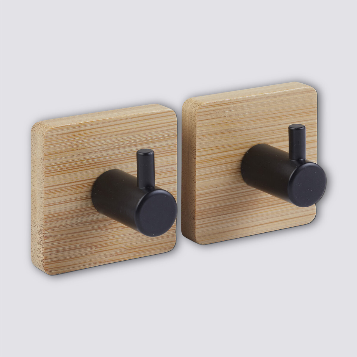 Lot de 2 patères adhésives 1 tête métal et bambou Stiky