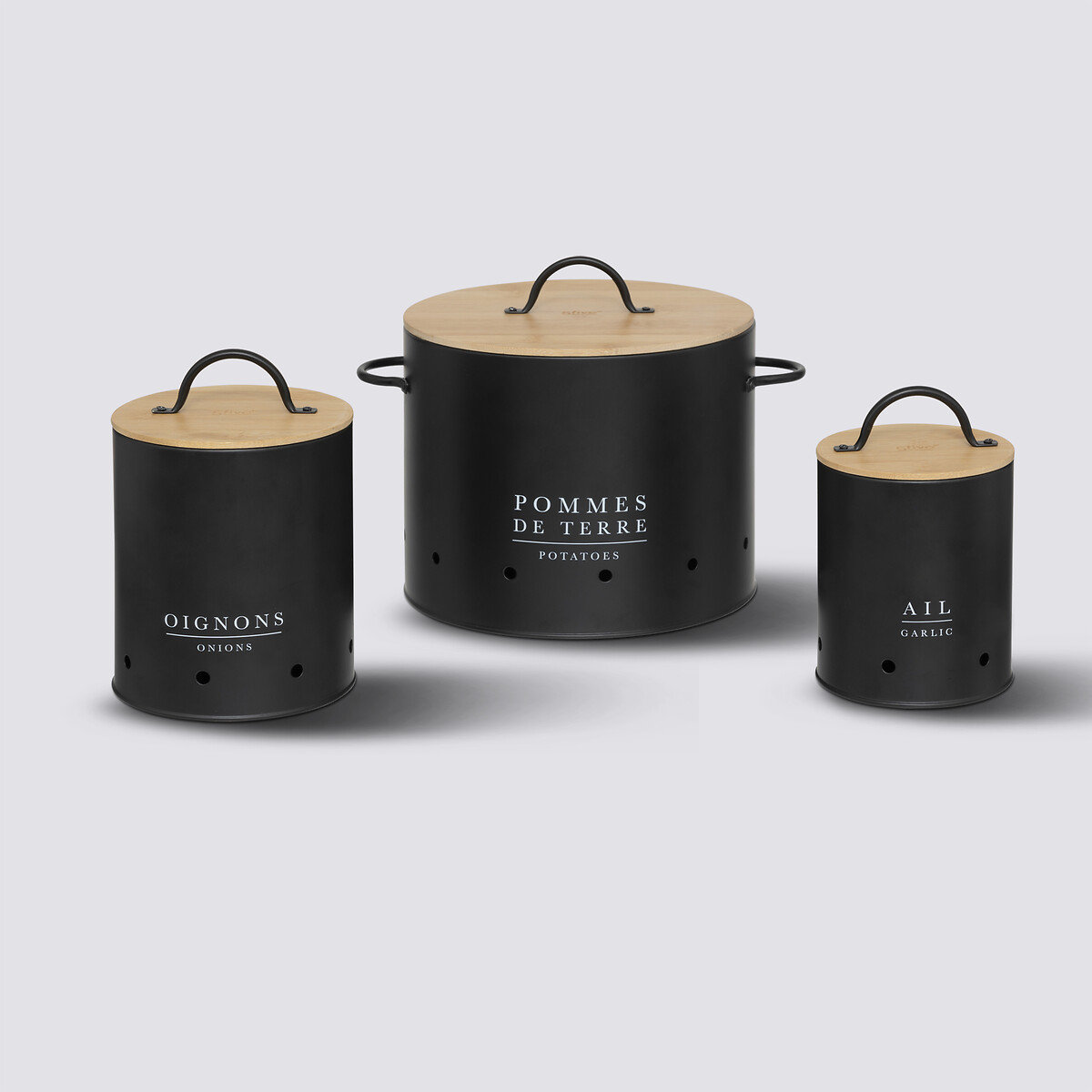 3 boîtes métal, noir Black bamboo