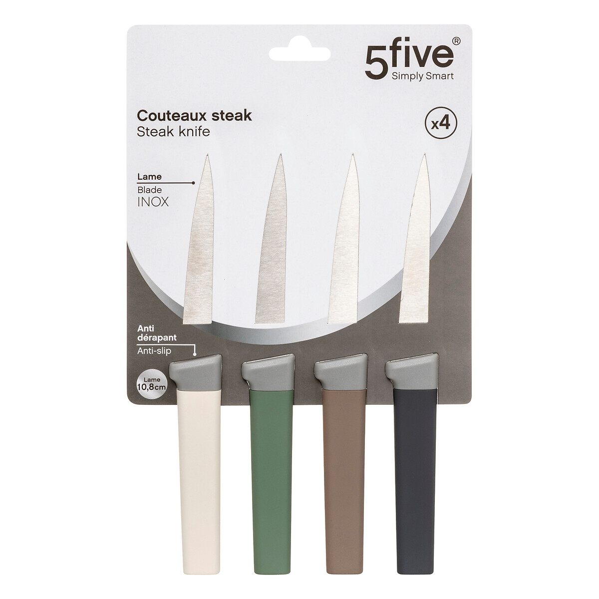 Lot de 4 couteaux à steak manche antidérapant 