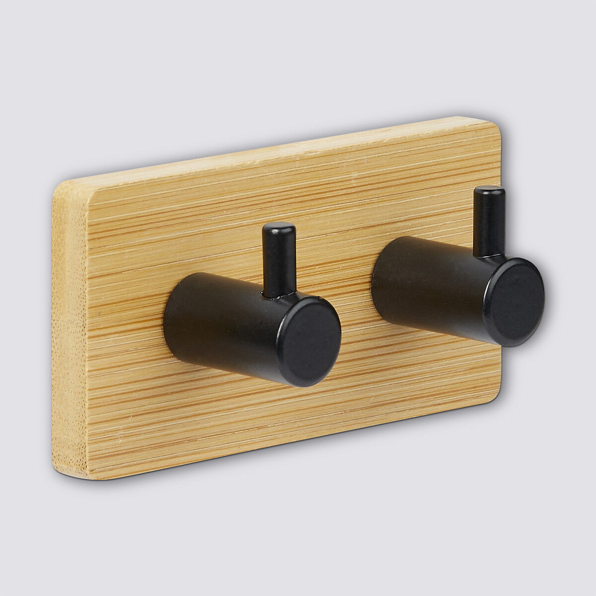 Patère adhésive 2 têtes métal et bambou Stiky