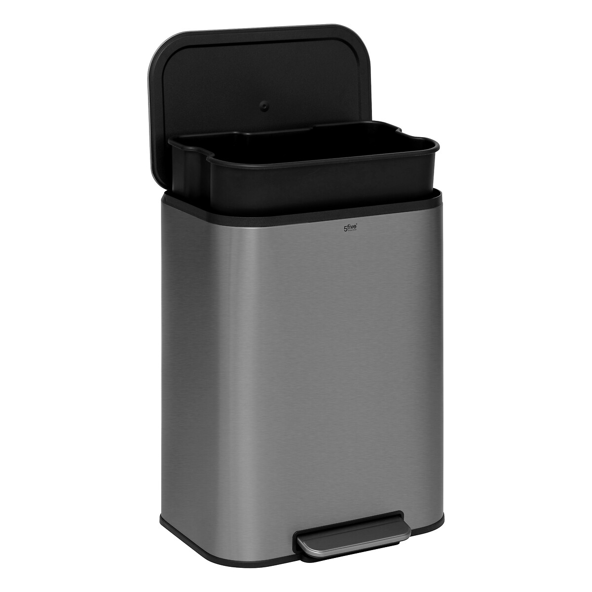 Poubelle métal 50l, inox finition mat 
