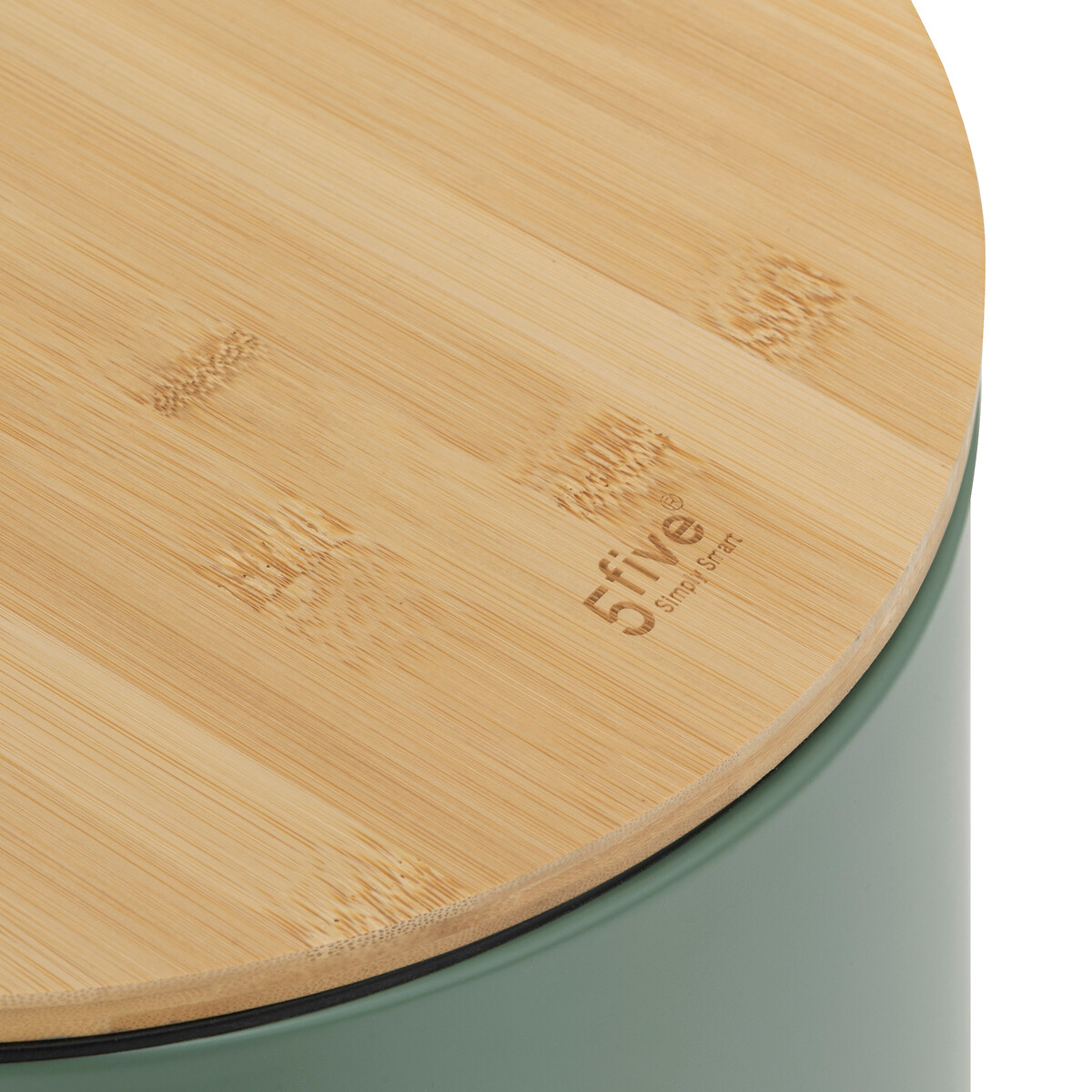 Poubelle ronde soft close couvercle bambou 30l, vert 