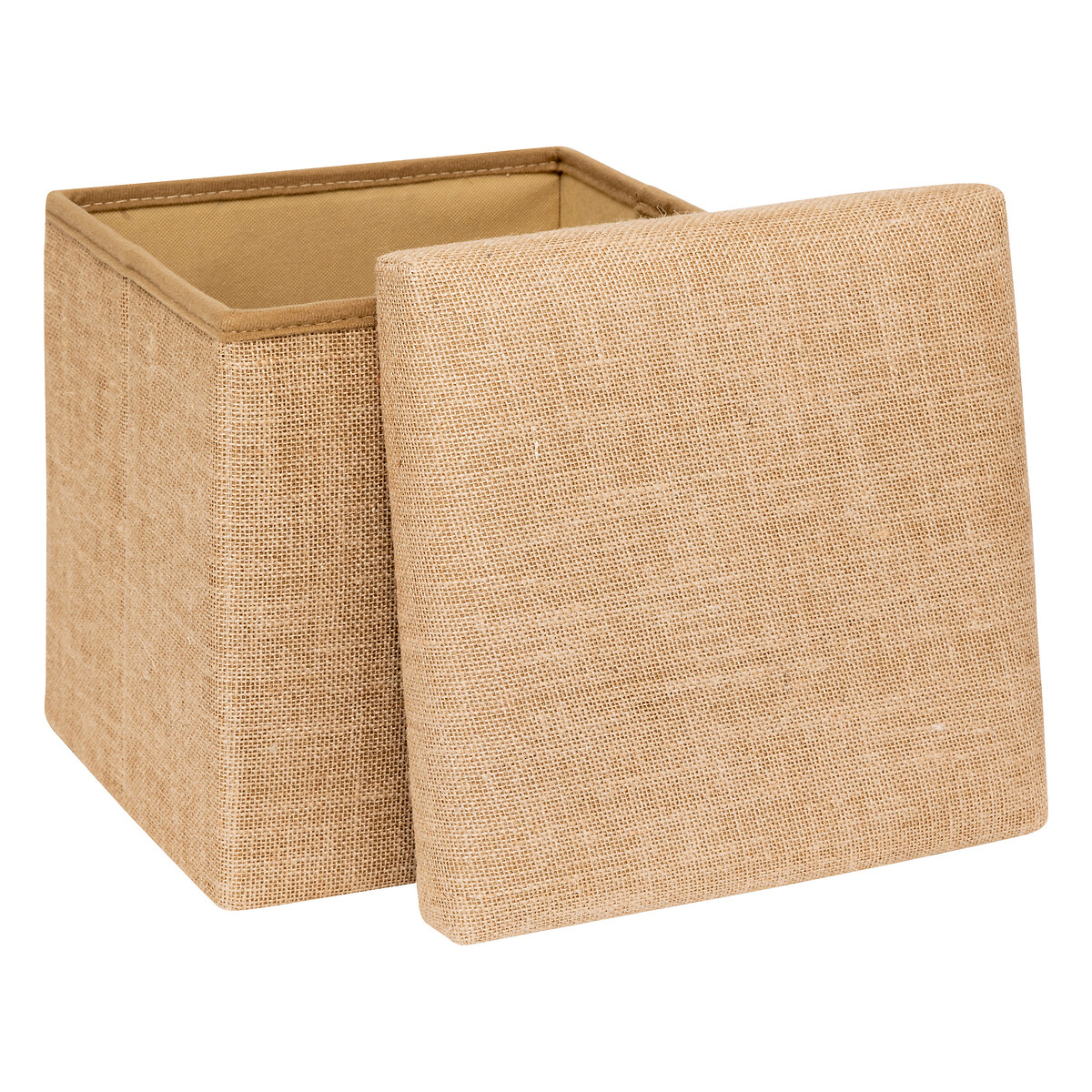 Pouf de rangement 31x31 cm, toile de jute Mix'n modul