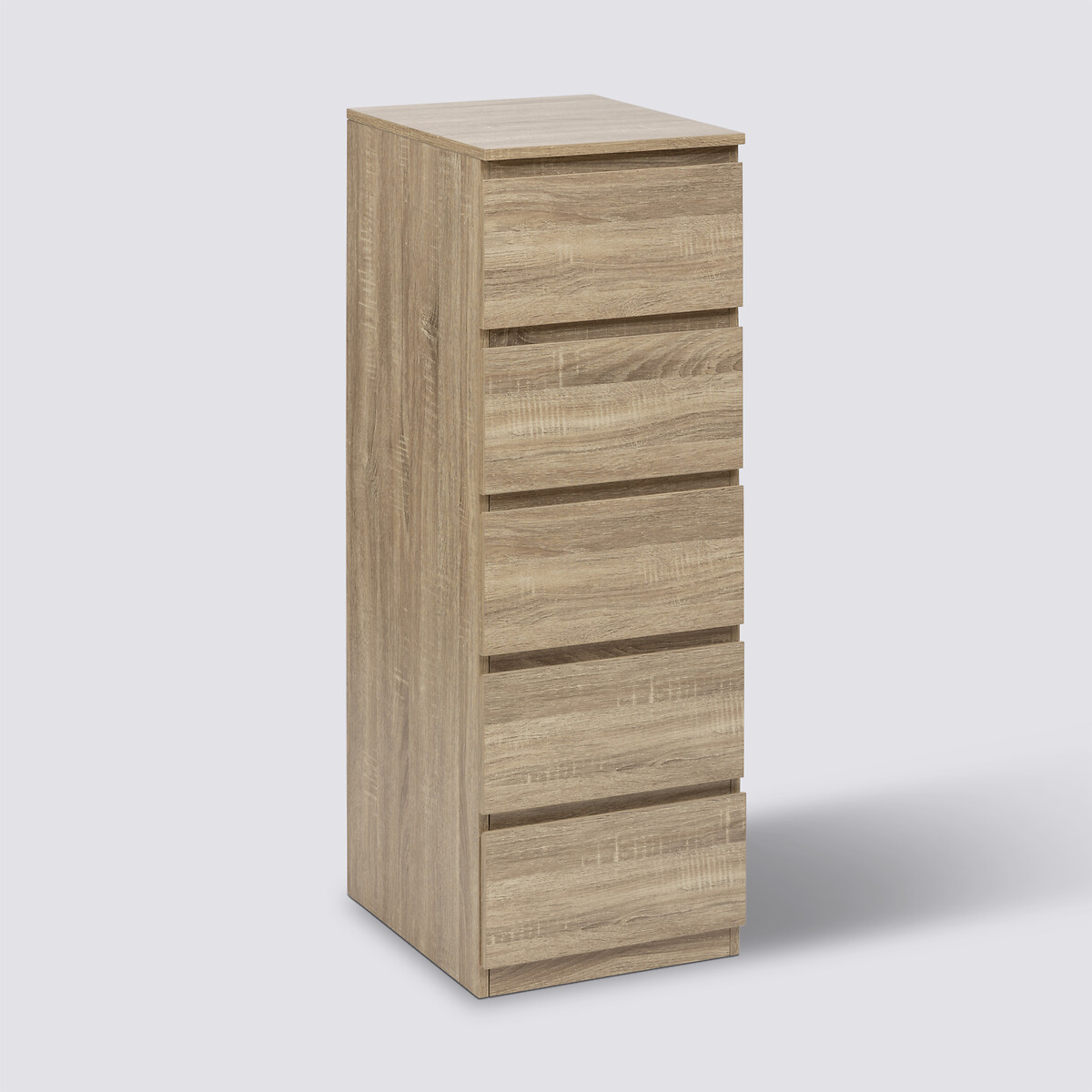 Chiffonier 5 tiroirs, effet bois naturel Dolo