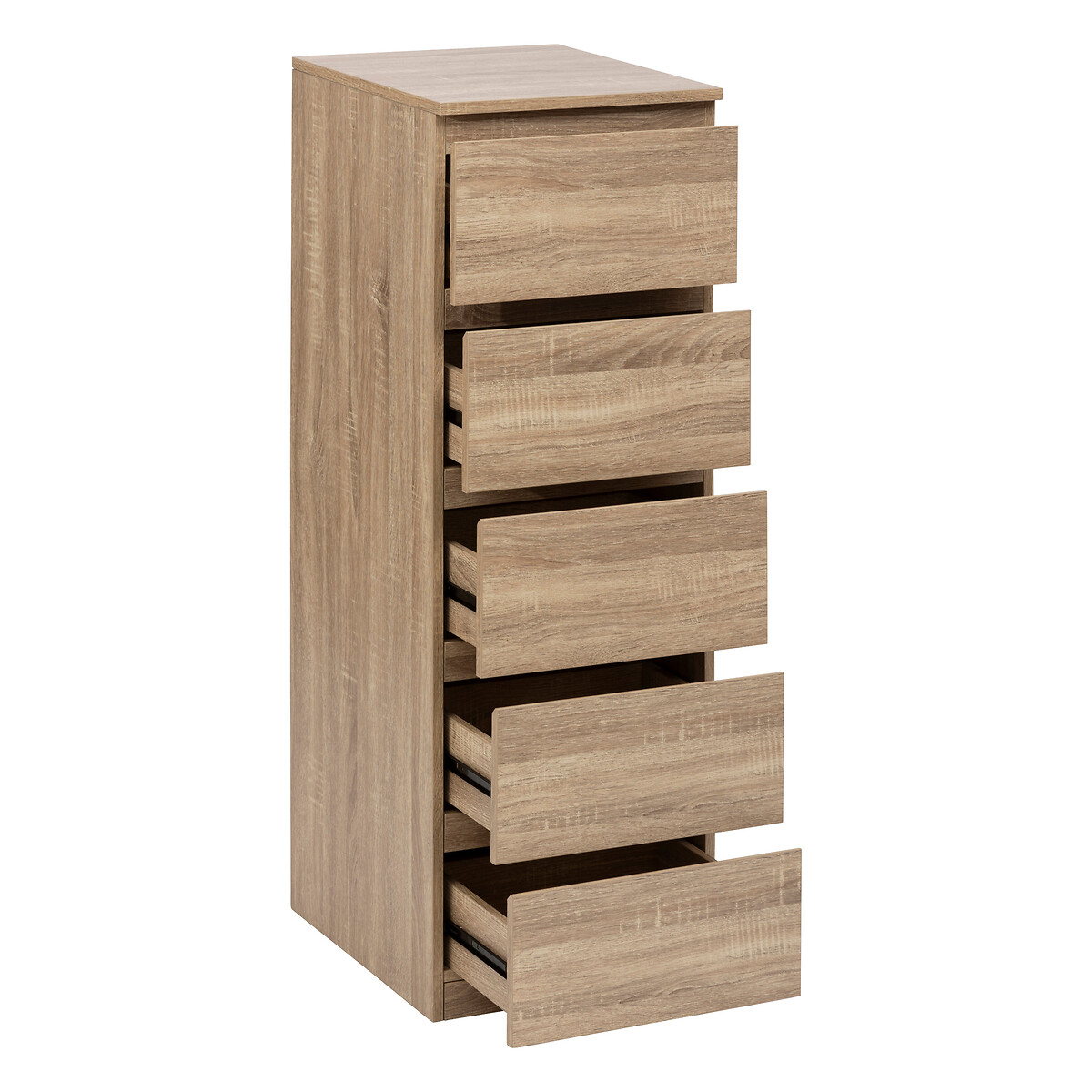 Chiffonier 5 tiroirs, effet bois naturel Dolo