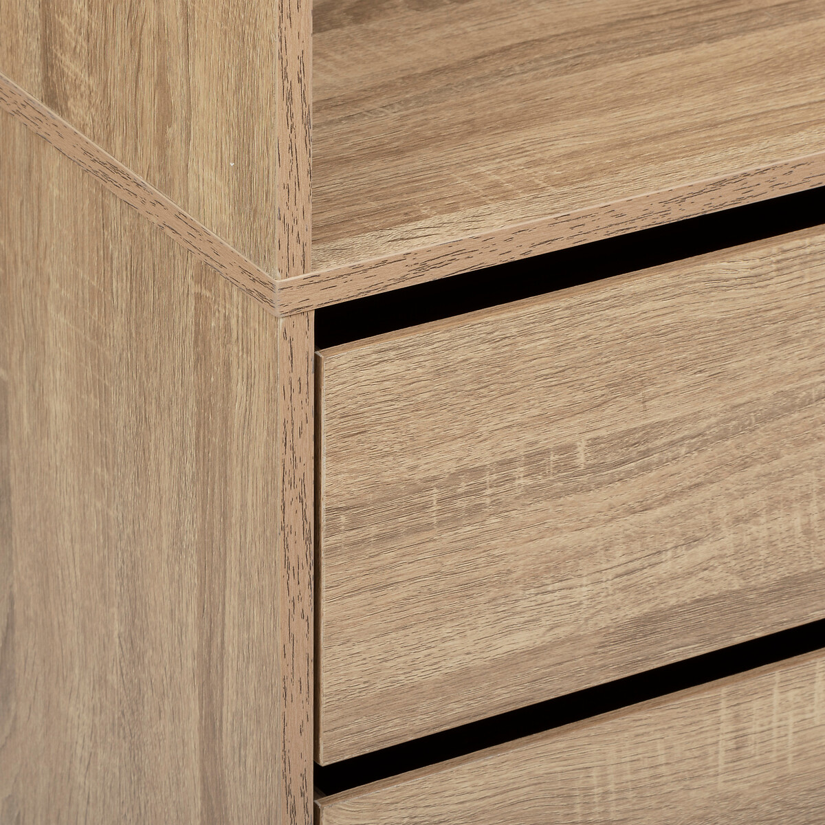 Dressing 3 tiroirs avec penderie, effet bois Dolo