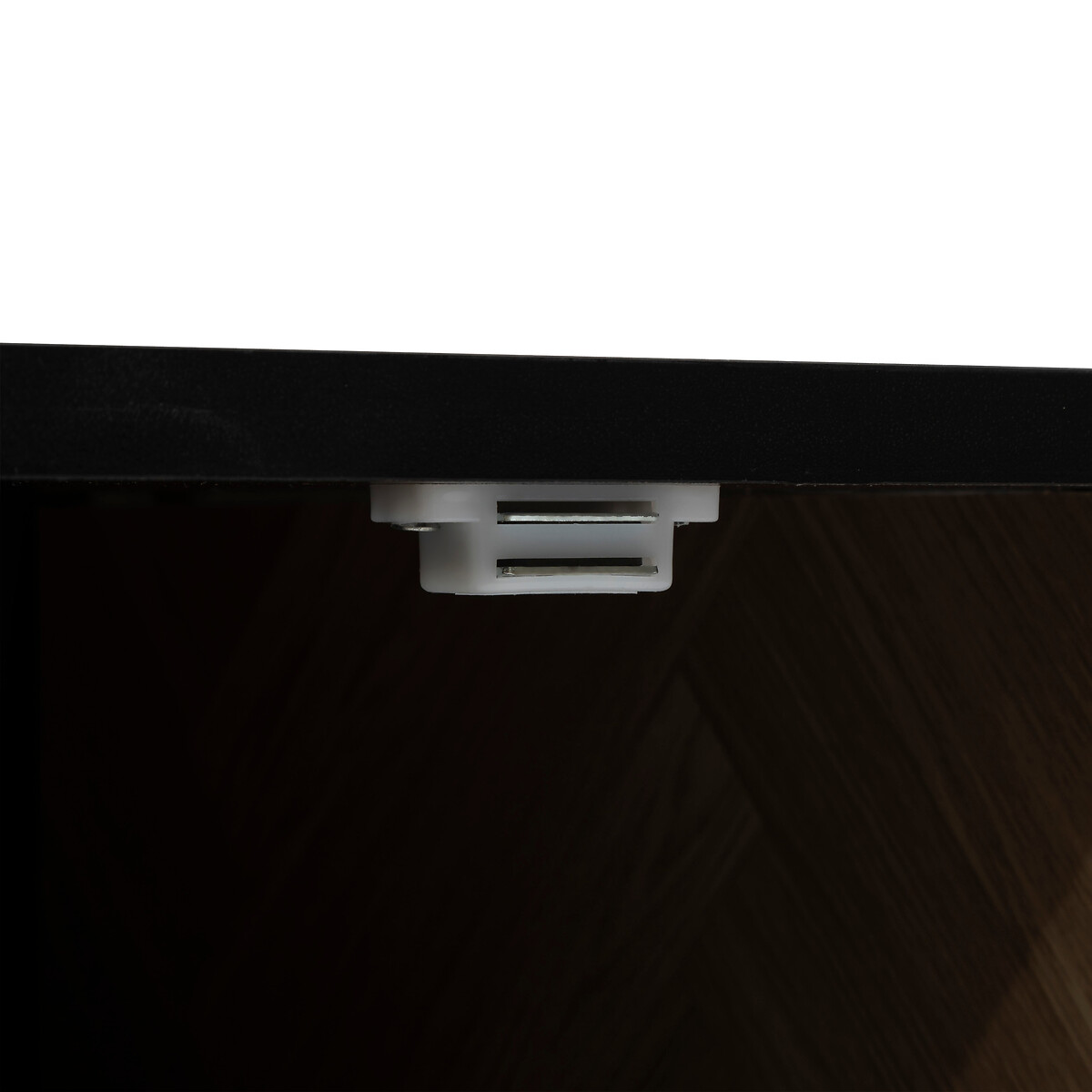 Meuble tv 3 portes sof close, effet bois et noir Chevrons