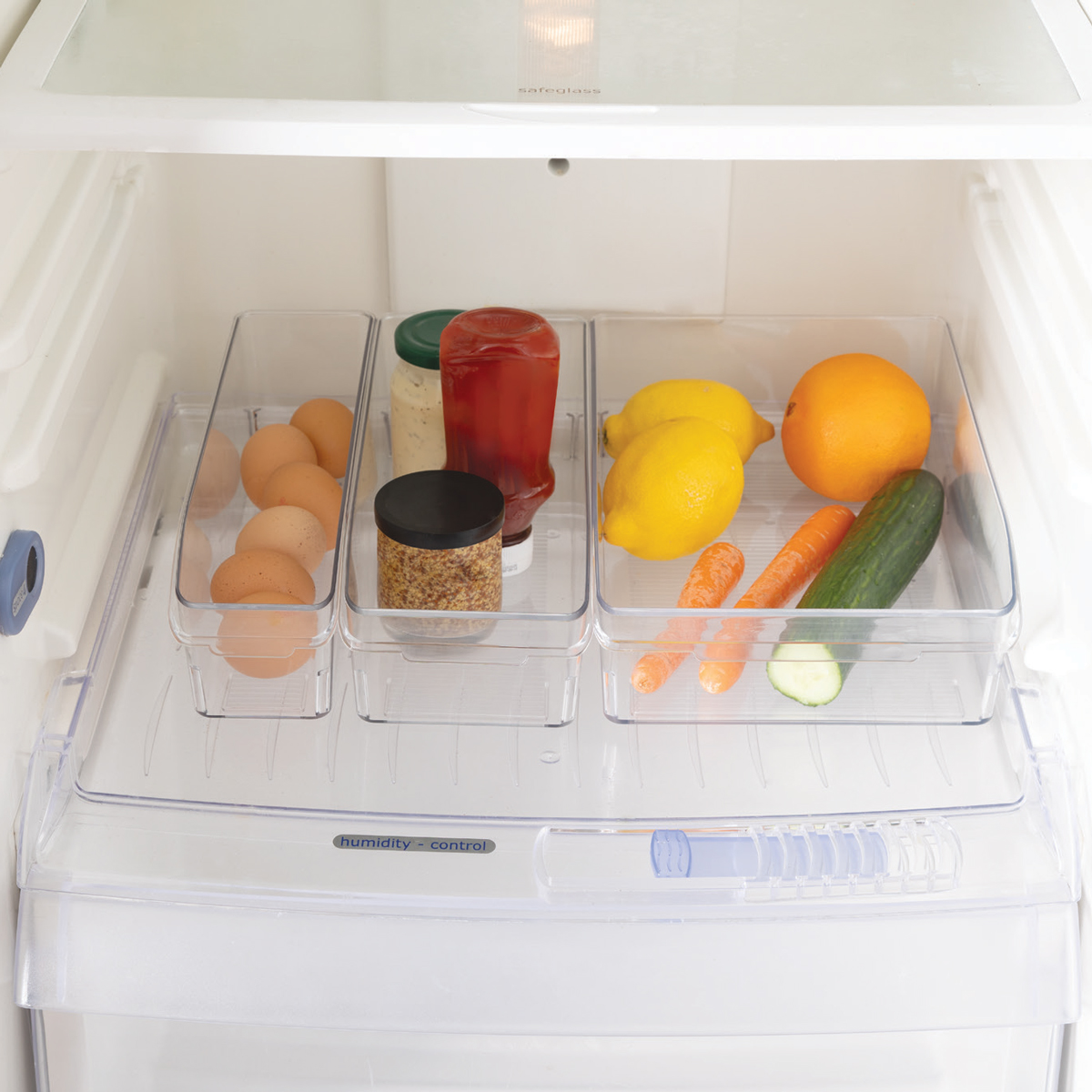 3 bacs de rangements réfrigérateur, transparent Smart fridge