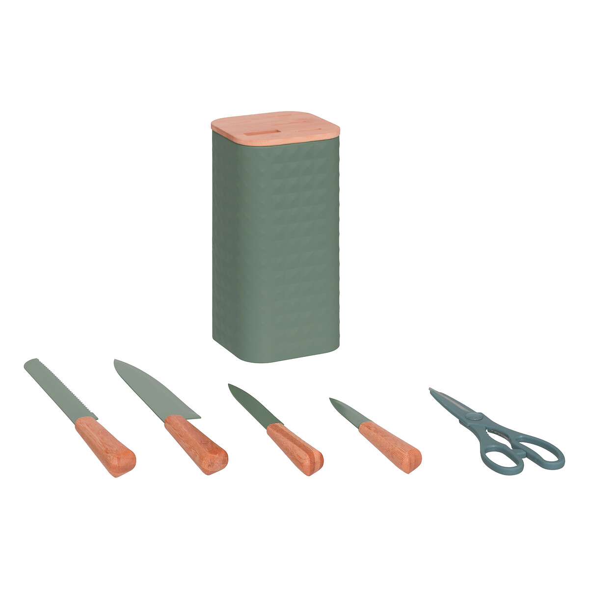 Bloc 4 couteaux et ciseaux, manche bambou Sensia