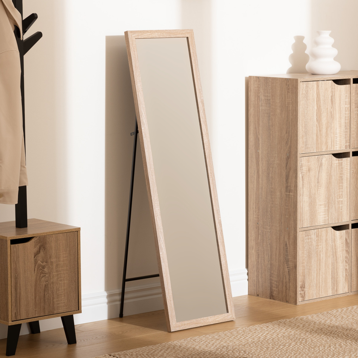 Miroir sur pied 155x35 cm, bois 