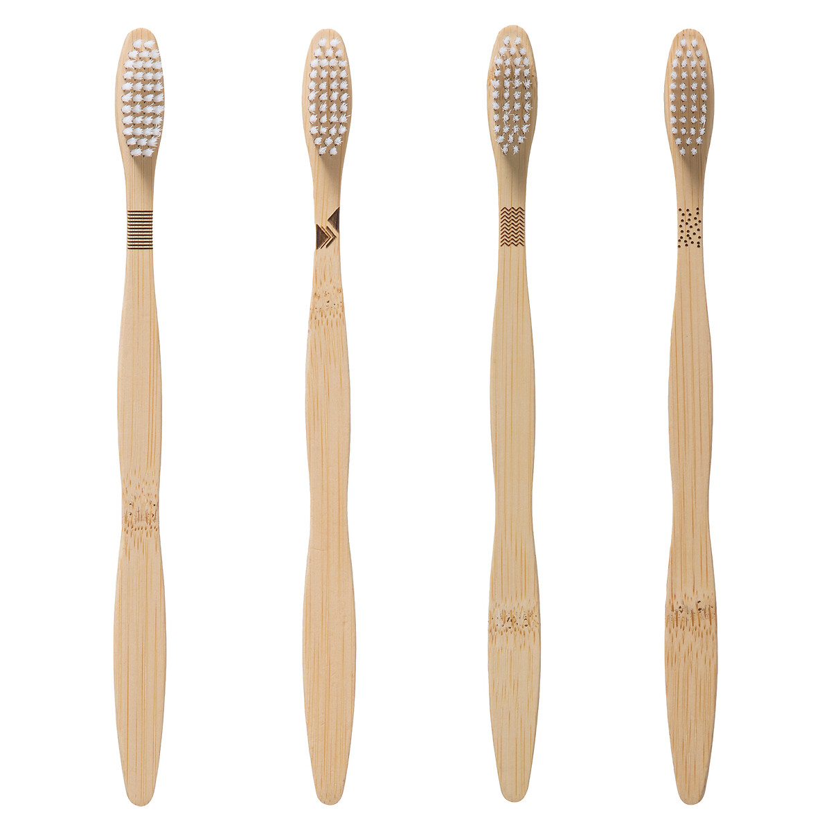 Lot de 4 brosses à dents, bambou