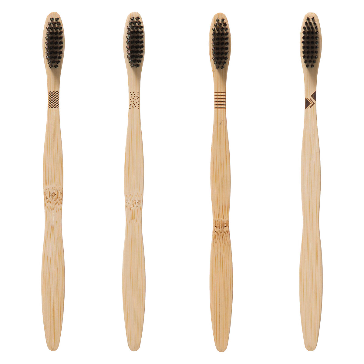 Lot de 4 brosses à dents, bambou