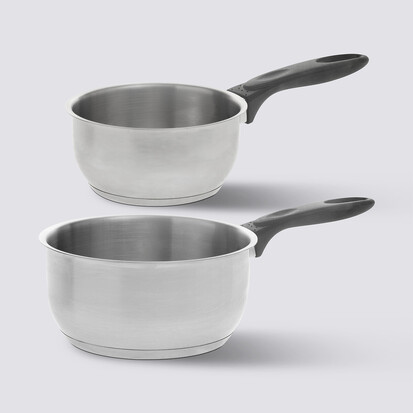 2 casseroles, inox, 14cm et 18cm 