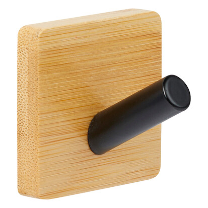 Lot de 2 patères adhésives 1 tête métal et bambou Stiky