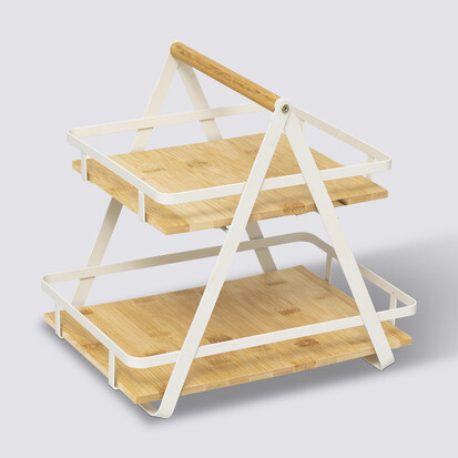 Etagère 2 niveaux avec anse, bambou Ordera