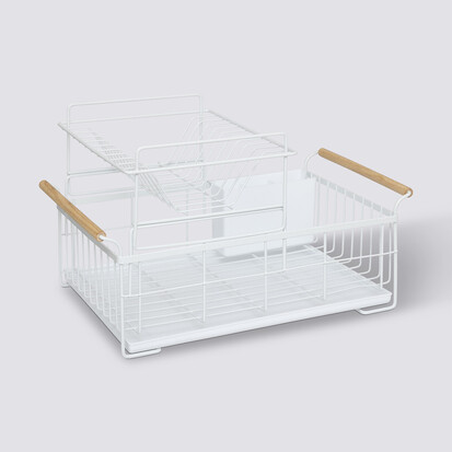 Égouttoir 2 niveaux, blanc Naturéo