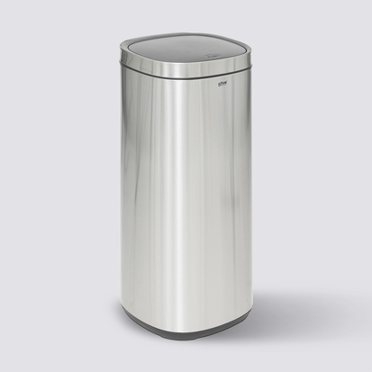 Poubelle métal 50l avec ouverture pression, gris 