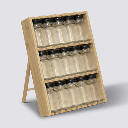 Présentoir à épices 15 pots, bambou Bambou