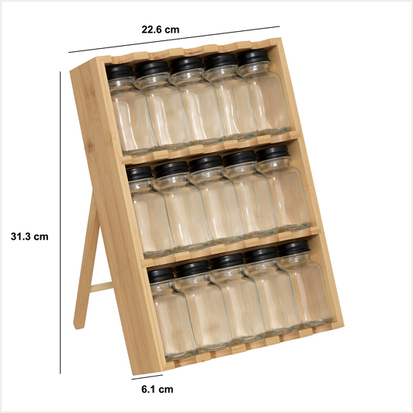 Présentoir à épices 15 pots, bambou Bambou