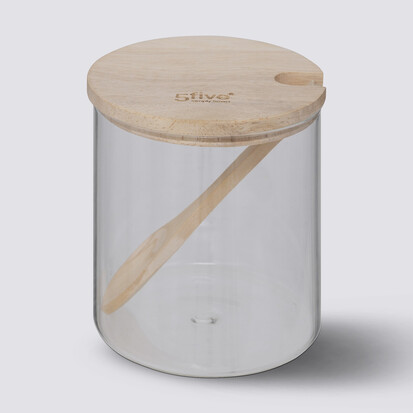 Sucrier en verre couvercle hévéa 0,4l Hermet