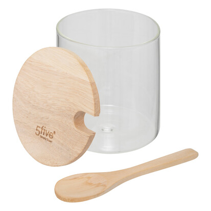 Sucrier en verre couvercle hévéa 0,4l Hermet