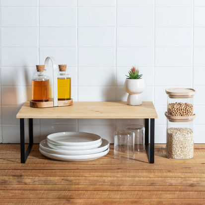 Etagère de rangement, bambou, noir Ordera