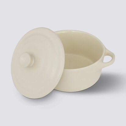 Cocotte ronde, céramique, 10 cm - blanc 
