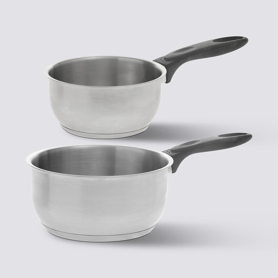 2 casseroles, inox, 14cm et 18cm 