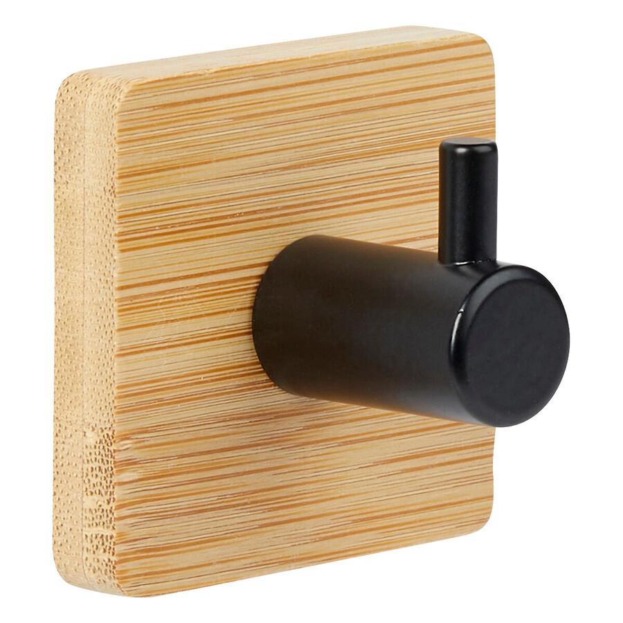 Lot de 2 patères adhésives 1 tête métal et bambou Stiky