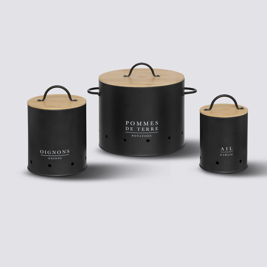 3 boîtes métal, noir Black bamboo