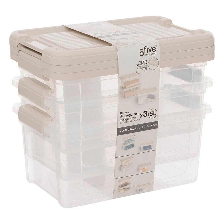 Lot de 3 boîtes de rangement 5l Tide'n box