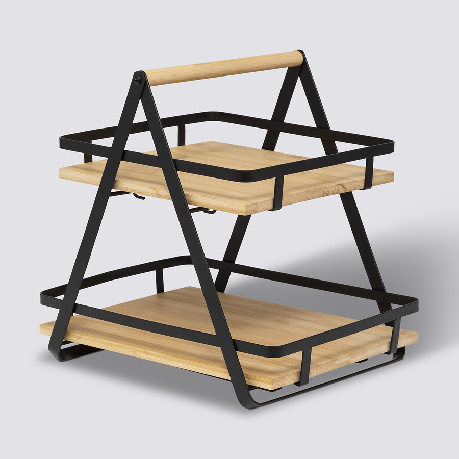 Etagère 2 niveaux avec anse, bambou Ordera