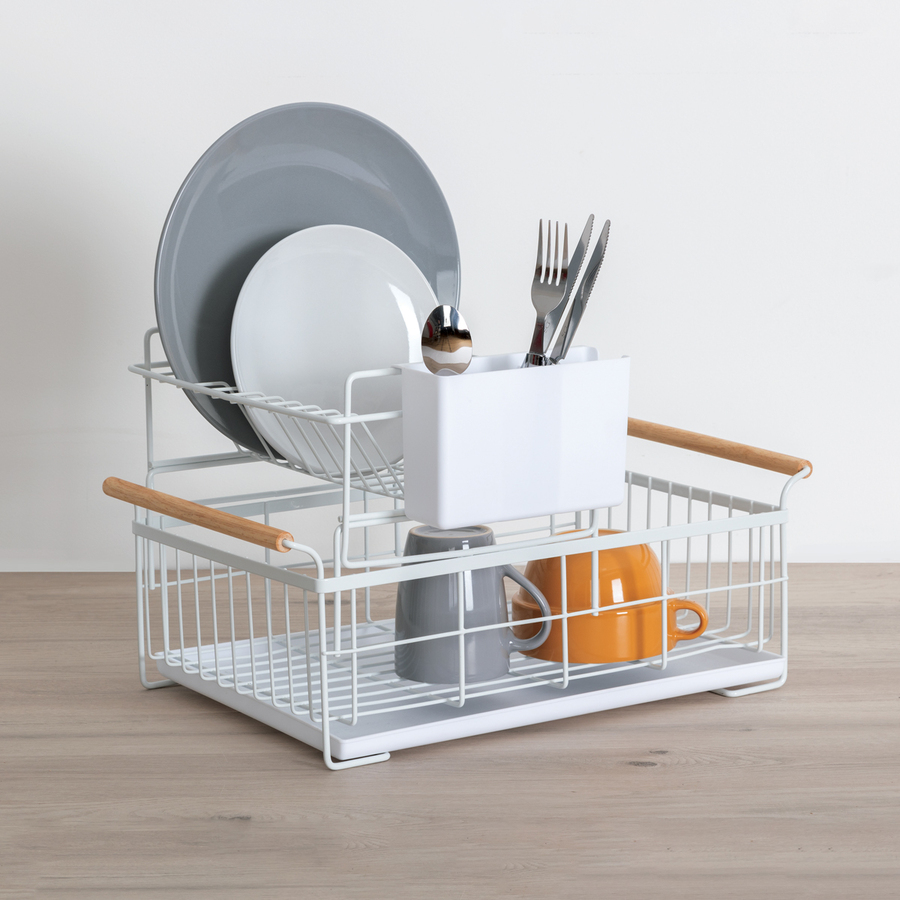 Égouttoir 2 niveaux, blanc Naturéo