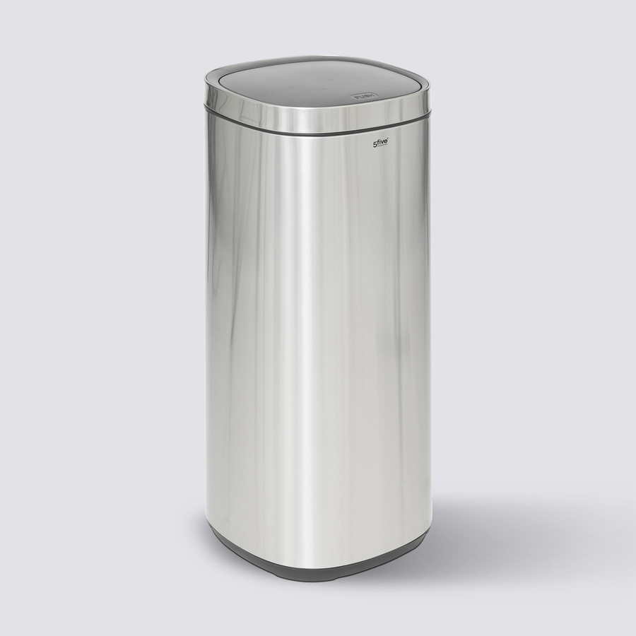 Poubelle métal 50l avec ouverture pression, gris 