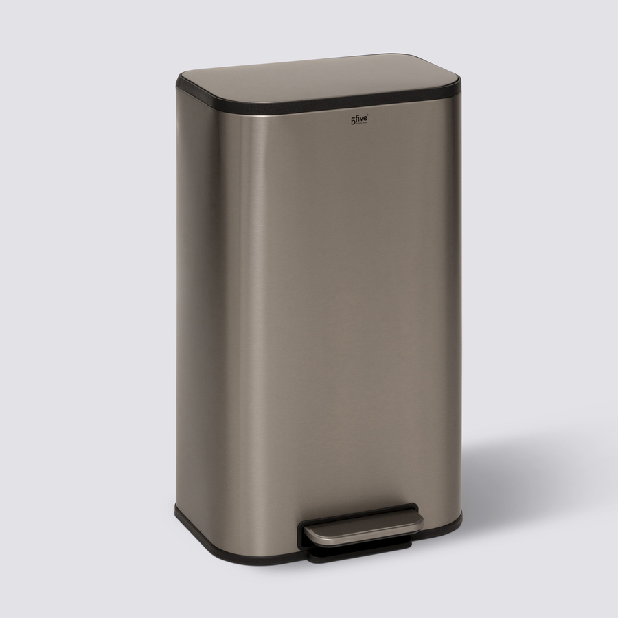 Poubelle métal 30l, inox finition mat 