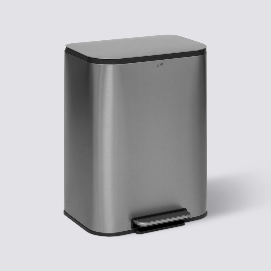 Poubelle métal 50l, inox finition mat 