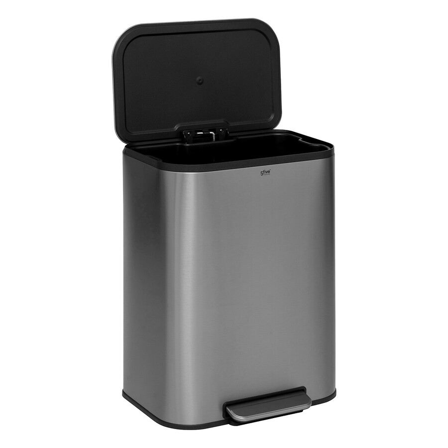 Poubelle métal 50l, inox finition mat 